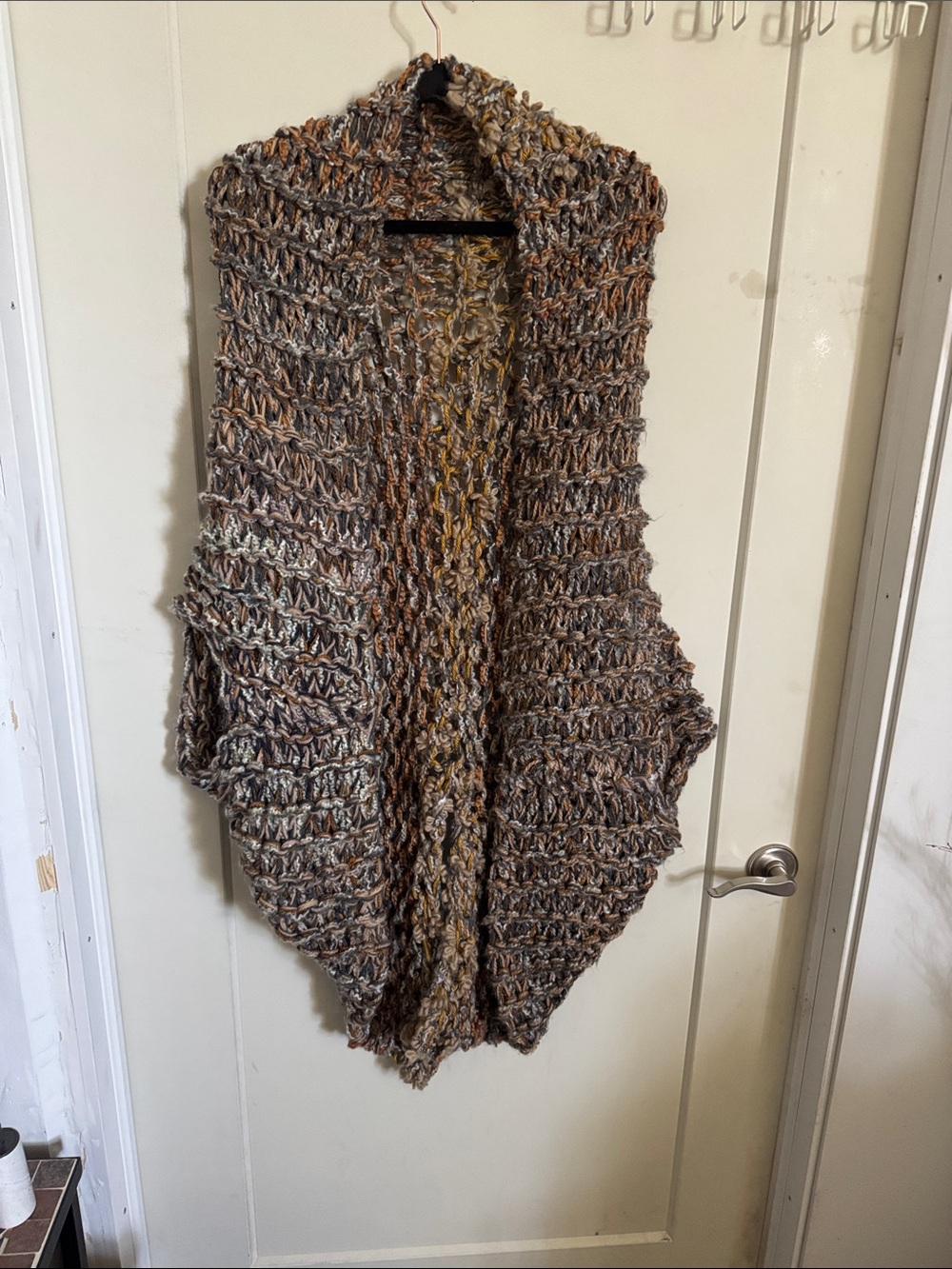 Hand Made Chunky Open-Front Women's Poncho Cardigan XXL
